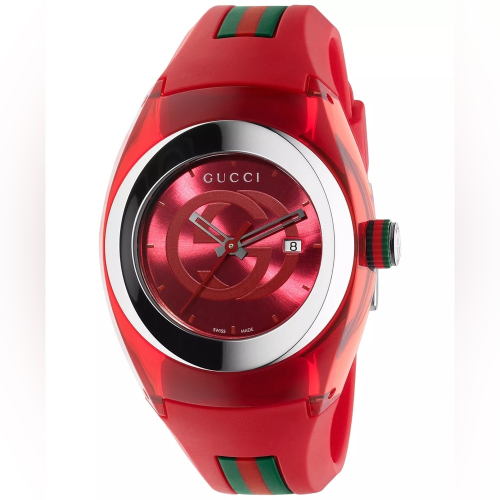 Unisex Swiss Red and Green Rubber Strap Watch YA137303